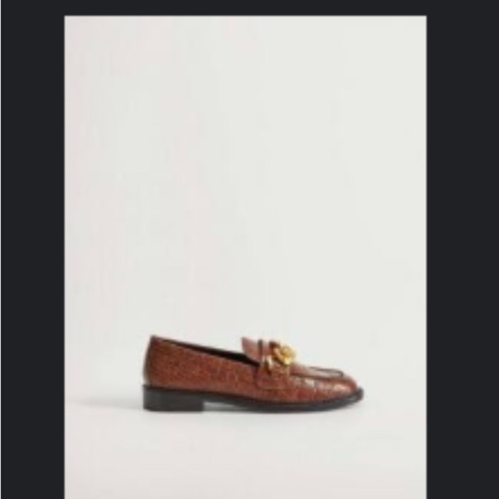 Mango Brown Loafers with Gold Detail